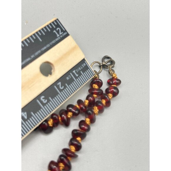 Graduated Amber Necklace Cherry Red Amber Nuggets Hand Knotted Beaded Jewelry - Picture 8 of 9